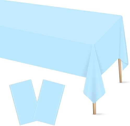 Mulbozy 2 Pcs Light Blue Rectangle Tablecloth 54x108