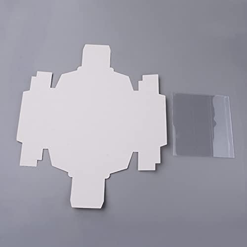 BENECREAT 12 Pack White Rectangle Drawer Kraft Boxes with PVC Window for Party Favors