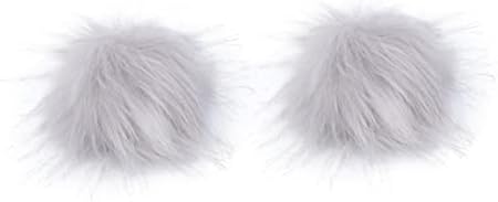 Toyvian 2pcs Faux Fur Pom Poms for Hats Bags and Apparel