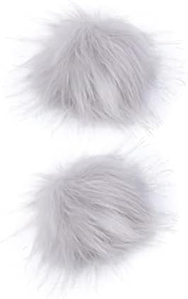 2pcs Artificial Faux Fur Fuzzy Balls for Hats and Bags