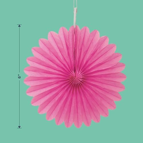 Solid Candy Pink Tissue Fan Hanging Decorations 3 Count