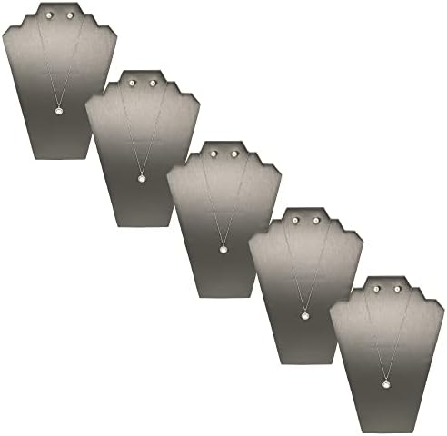 N NicePackaging Special Edition Steel Grey Leatherette 2-Notch Necklace Display 5 Pack