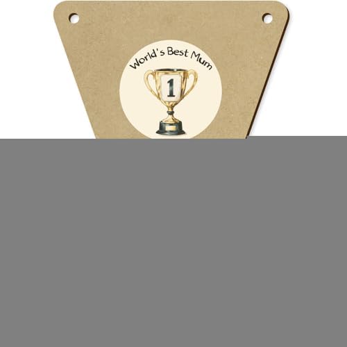 5 x 140mm Worlds Best Mum Trophy Wooden Bunting Flags