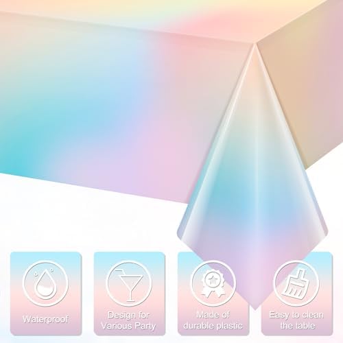 3Pcs Pastel Tablecloths Rainbow Plastic Decorations for Parties