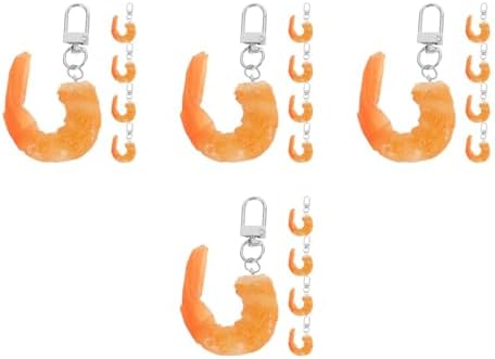 LUOZZY 20 Pcs Orange Artificial Shrimp Keychain