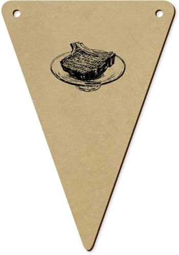Azeeda 5 x 140mm Steak on Serving Platter Wooden Bunting Flags