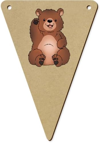 5 Waving Grizzly Bear Wooden Bunting Flags BN00088043