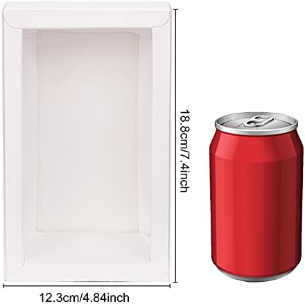 BENECREAT 12 Pack White Rectangle Drawer Kraft Boxes with PVC Window for Party Favors