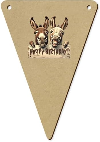 5 x 140mm Happy Birthday Donkeys Wooden Bunting Flags
