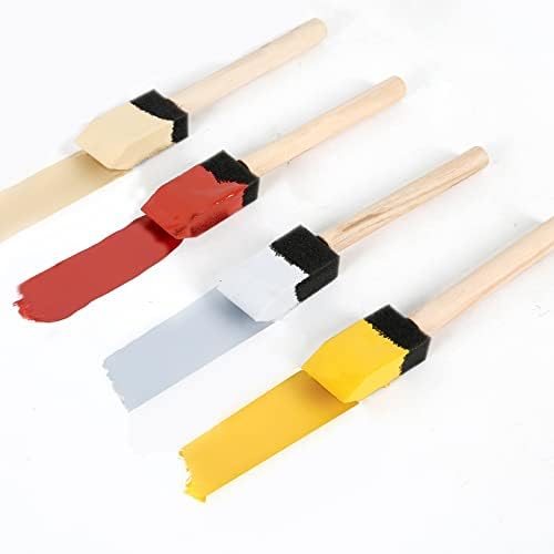 Mister Rui 50 Pack Foam Paint Brushes 1 Inch Wood Handle