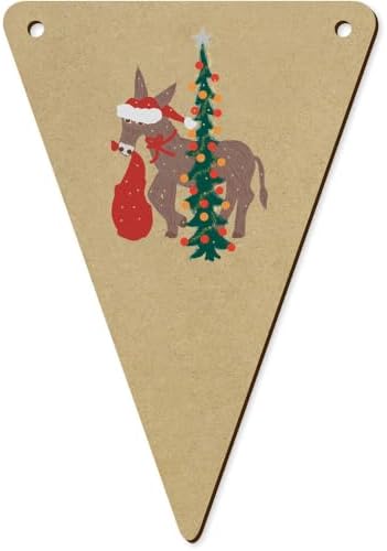 5 x 140mm Donkey Bringing Gifts For Under The Tree Wooden Bunting Flags