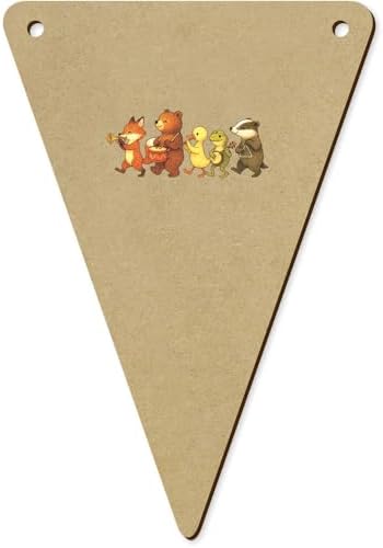 5 x 140mm Musical Animal Parade Wooden Bunting Flags