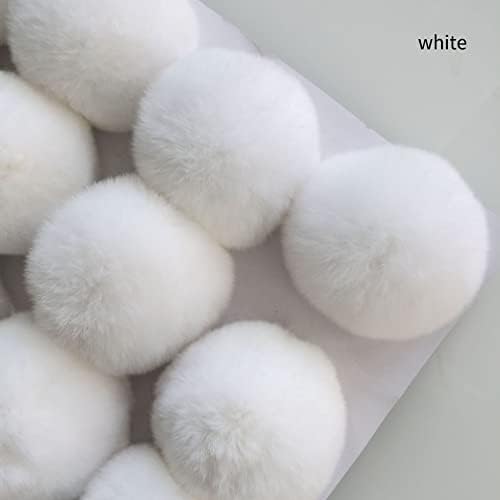 8cm Real Fur Pompons 16pcs Light Grey