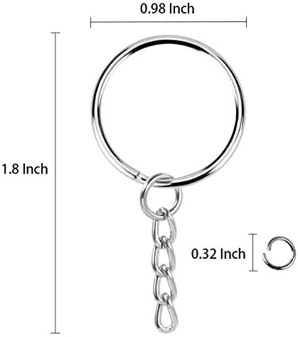 100 Pack Key Ring Set with Chain and Open Jump Rings