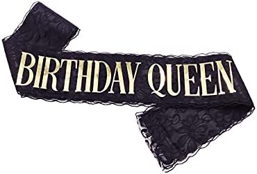 Birthday Queen Sash for Girls - Gold Word Glitter Streamer
