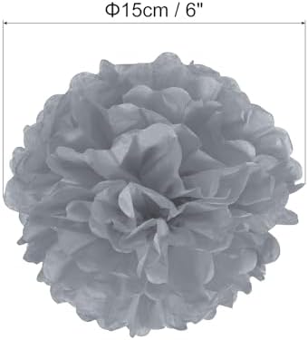 PATIKIL 6 Inch Grey Tissue Pom Pom Flowers 20 Pack