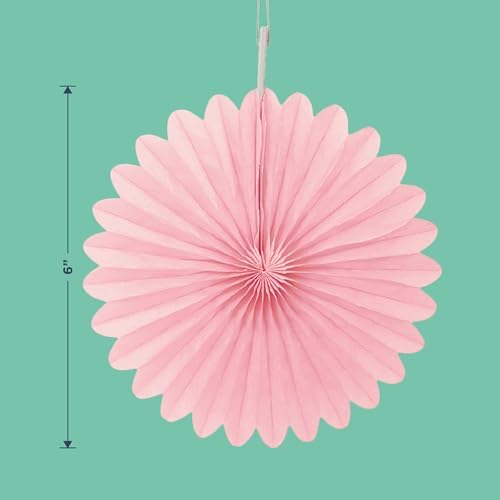 Solid Pale Pink Tissue Fan Hanging Decorations 3 Pack