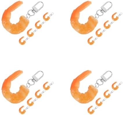 LUOZZY 20 Pcs Orange Artificial Shrimp Keychain