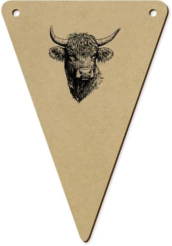 5 x 140mm Highland Cow Portrait Wooden Bunting Flags