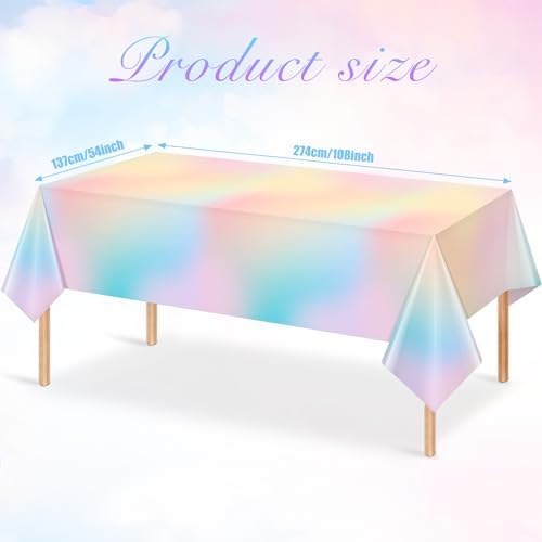 3Pcs Pastel Tablecloths Rainbow Plastic Decorations for Parties