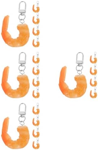 LUOZZY 20 Pcs Orange Artificial Shrimp Keychain