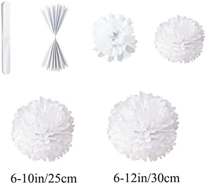 12PCS 10in 12in White Paper Pom Poms Wedding Party Decorations DIY Art Craft Blooms