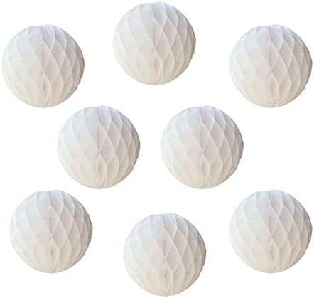 8pcs 8inch White Honeycomb Decorative Balls for Home and Party Decor