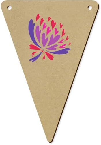 Azeeda 5 x 140mm Heart Bouquet Wooden Bunting Flags
