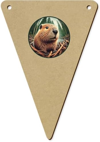 5 x 140mm Busy Beaver Wooden Bunting Flags