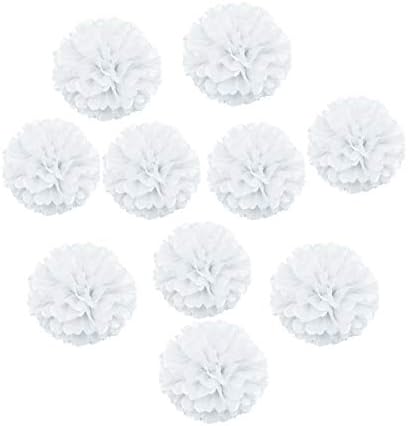 10PCS White Tissue Paper Pom Poms DIY Hanging Decor