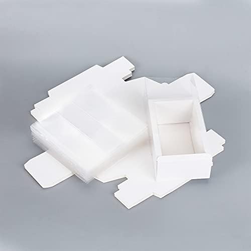 BENECREAT 12 Pack White Rectangle Drawer Kraft Boxes with PVC Window for Party Favors