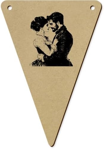 5 x 140mm Vintage Couple in Love Wooden Bunting Flags