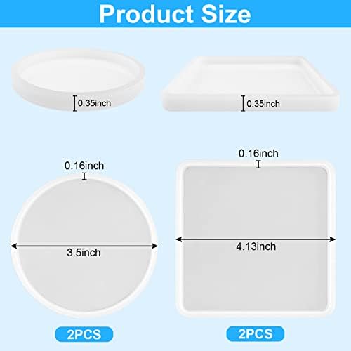 4 PCS Resin Coaster Molds Set for DIY Projects
