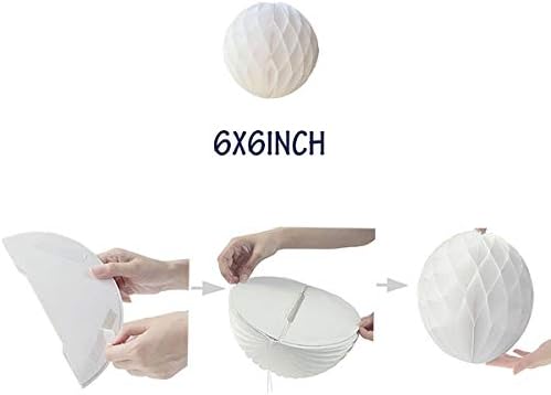 6PCS White 6inch Honeycomb Paper Balls for Party Decorations