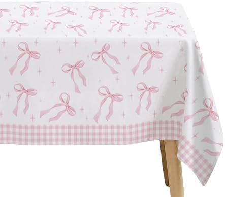 Pink Bow Party Decorations Tablecloth Set 3 Pack 86x55in