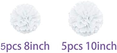 10PCS White Tissue Paper Pom Poms DIY Hanging Decor