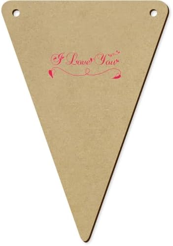 5 x 140mm I Love You Flourish Wooden Bunting Flags