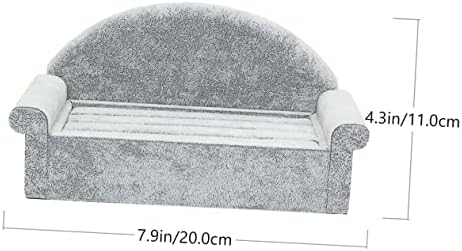 LIFKOME Sofa Shape Jewelry Display Stand in Grey Velvet