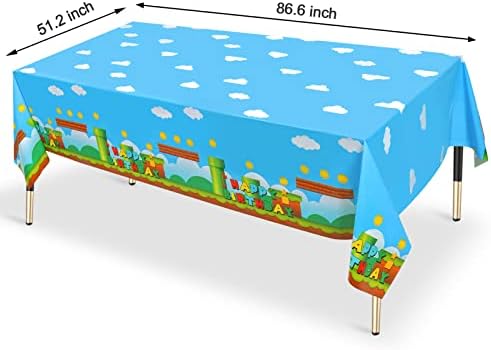 3 PCS Video Games Party Tablecloth Set 866 x 512in Plastic Table Covers for Birthday Party Decorations