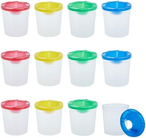 Juvale 12 Pack Spill Proof Paint Cups With Lids for Kids