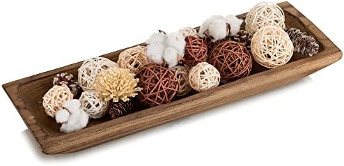 Hanobe Decorative Wood Dough Bowl Large Centerpiece