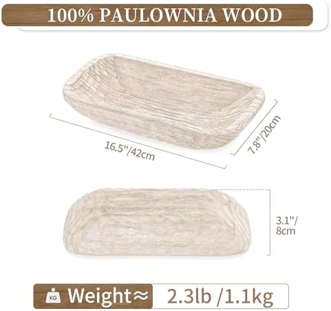 Hanobe Decorative Wood Dough Bowl for Centerpieces