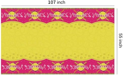 Softball Birthday Tablecloth Set 3 Pcs 54in x 108in