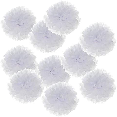 PATIKIL 4 Inch White Tissue Pom Poms 10 Pack