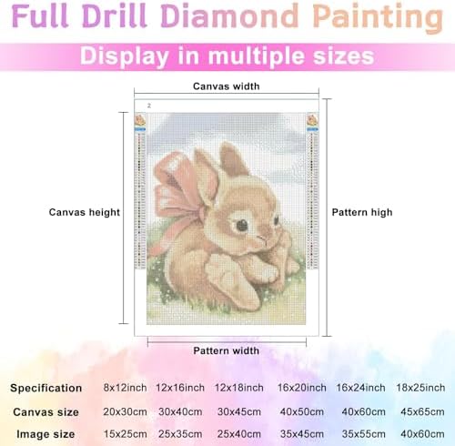 5D Diamond Painting Kit Vintage Bunny 8x12inch