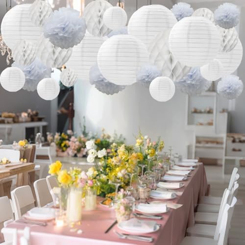 WOLHOWLTD White Paper Decor Set - 34 Pieces for Events and Home Decoration