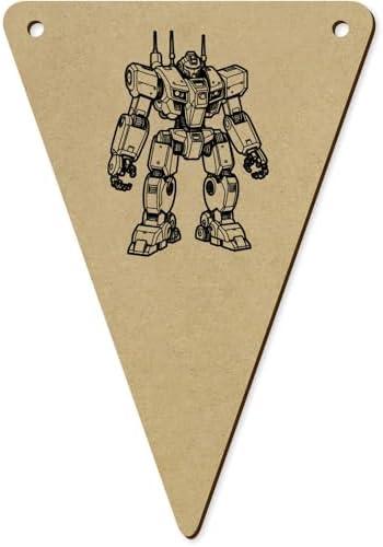 5 x 140mm Mecha Robot Wooden Bunting Flags