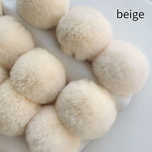 8cm Real Fur Pompons 16pcs Light Grey
