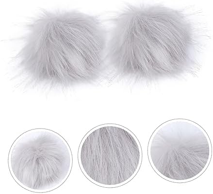 Toyvian 2pcs Faux Fur Pom Poms for Hats Bags and Apparel