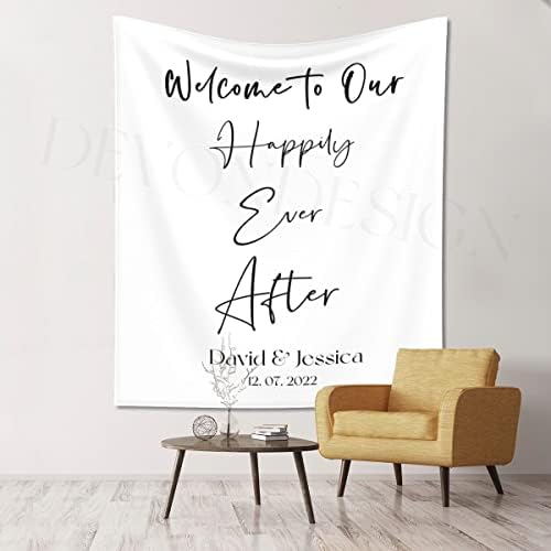 Custom Wedding Backdrop Tapestry with Names and Date